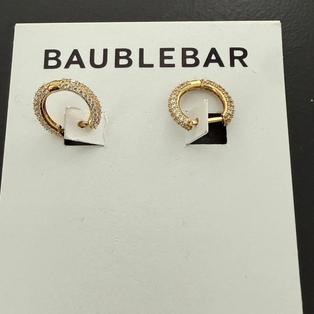 BaubleBar NWT Huggie Hoops in Clear